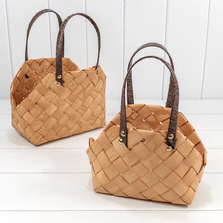 420202/982 Корзины плетёные Набор 1/2 27*18*32 (±5%) из секвойи с ручками Медовый 1/12