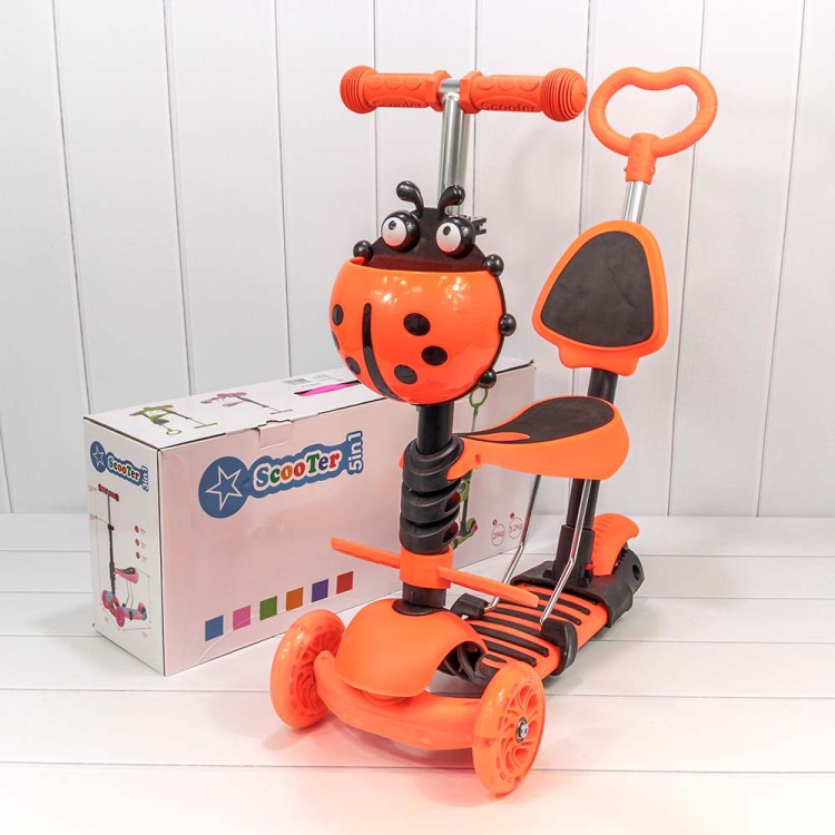 000200-100 Самокат детский 3-х колёсный со светящимися колесами, сиденьем и ручкой (ассортимент) 1/6