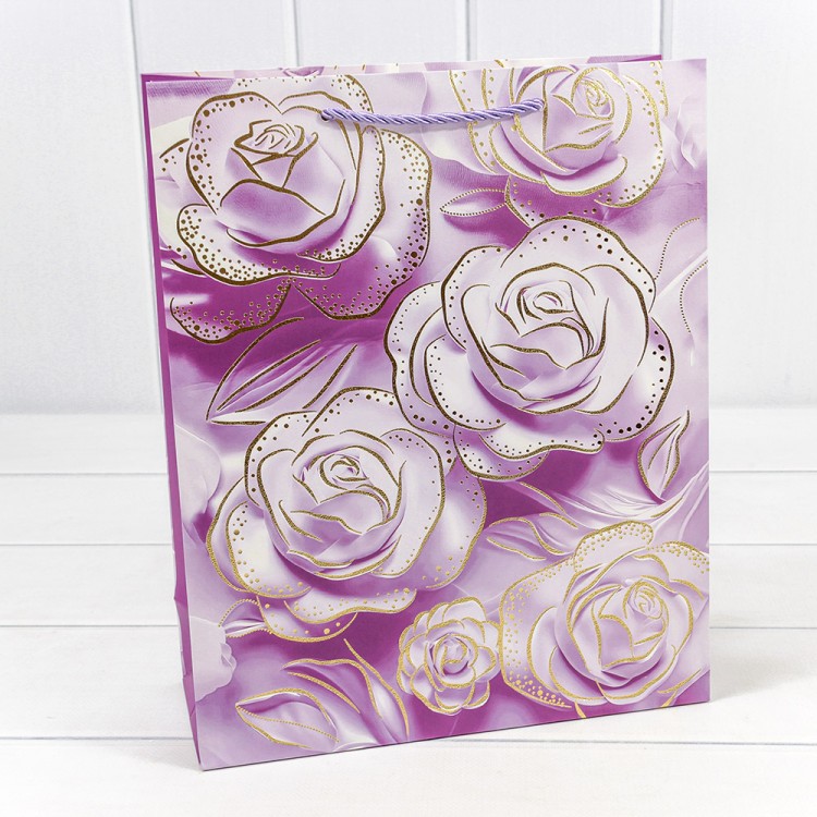 000113C Пакет подарочный с тиснением "Цветы"  (микс 113) 26*32*10 210г 1/20 1/240