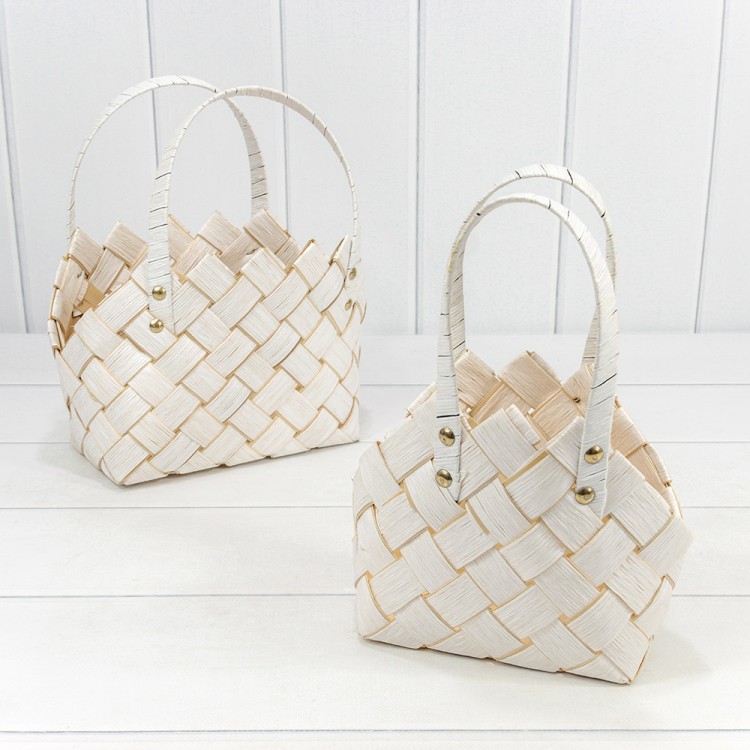 420196/1120 Корзины плетёные Набор 1/2 26*17*10/18 (±5%) из секвойи с ручками Белый 1/24