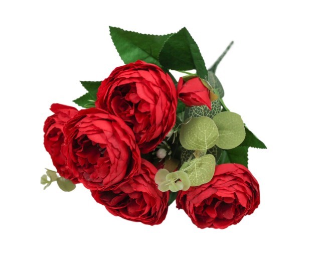 303-07-200/07 Искусственные цветы Пионы (5шт) 30см Красный 1/1