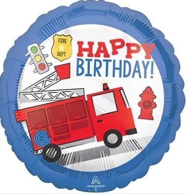 1202-3460 Шар 46см Happy Birthday Машина пожарная