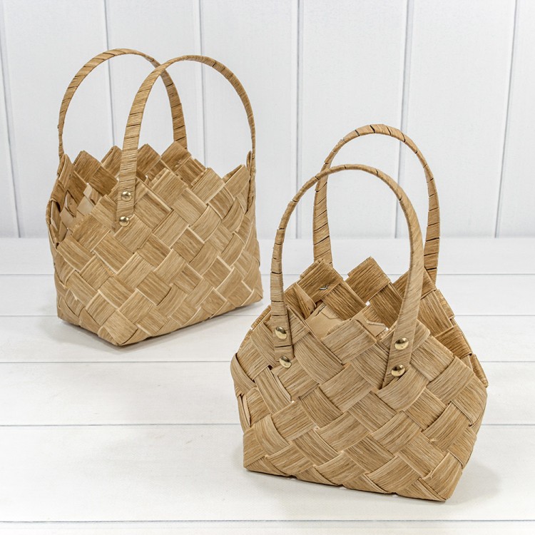 420195/2368 Корзины плетёные Набор 1/2 25*12*17 (±5%) из секвойи с ручками Натуральный 1/24