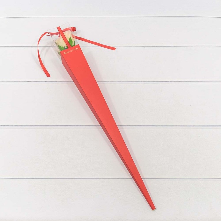 720017/2 Коробка "Ваза для цветов" 6*6*60 "Для одной розы" Красный 1/10 1/500