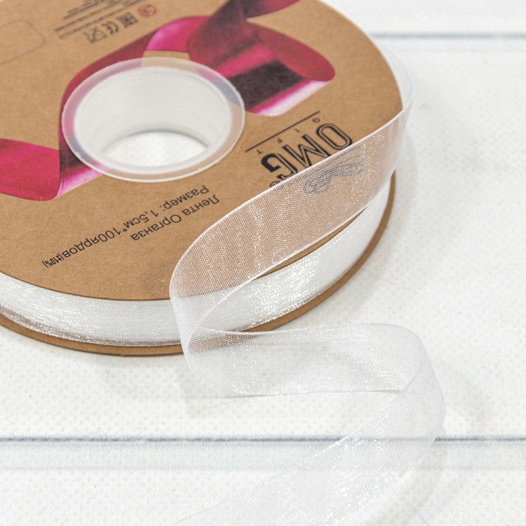 559-15/1001 Лента Органза 1,5см*100ярд Белый 1/18 1/72