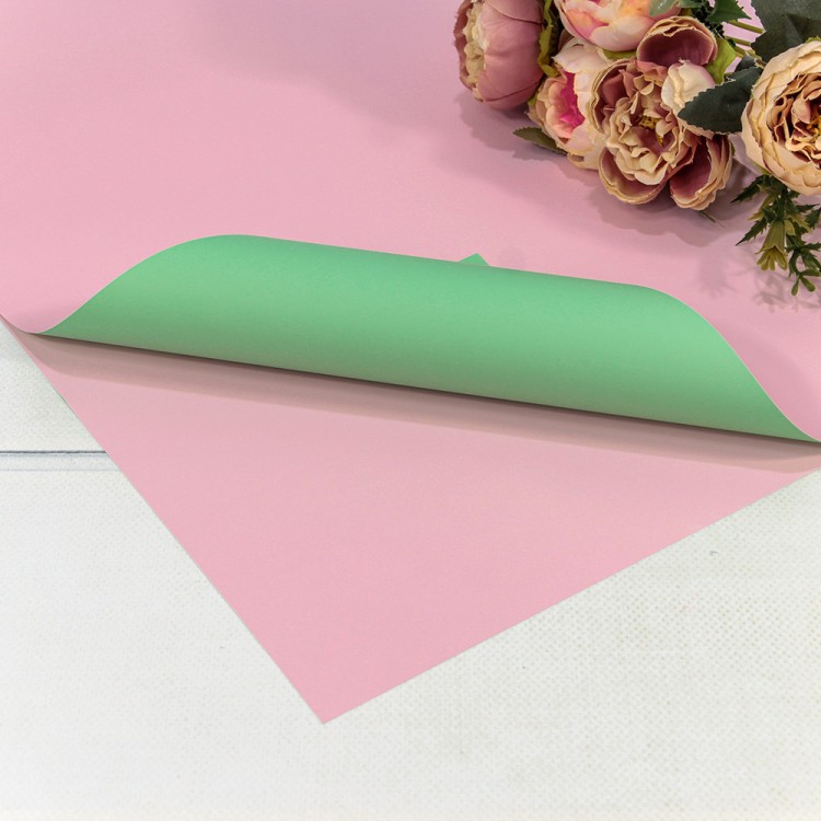 1631/2253 Плёнка в листах 55*55 (20 шт.) матовая двухсторонняя 65мкм Бледно-зелёный/Розовый 1/60 1631/2253 Плёнка в листах 55*55 (20 шт.) матовая двухсторонняя 65мкм Бледно-зелёный/Розовый 1/60