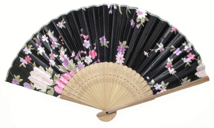 108168  Веер из бамбука и шёлка 21 см микс расцветок