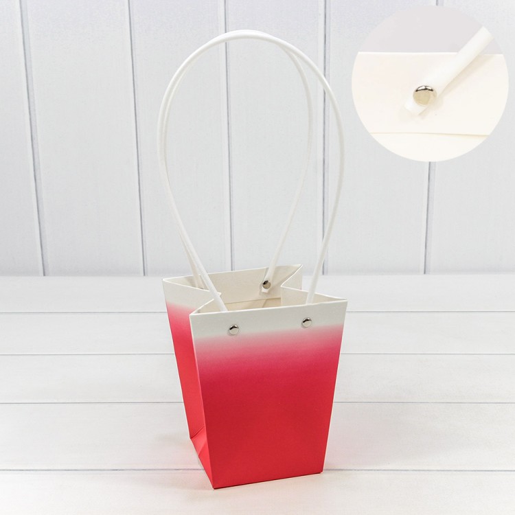 000184G/3 Пакет подарочный "Ваза для цветов" 15,5*13*9,5 260г "Градиент" Красный 1/10 1/150