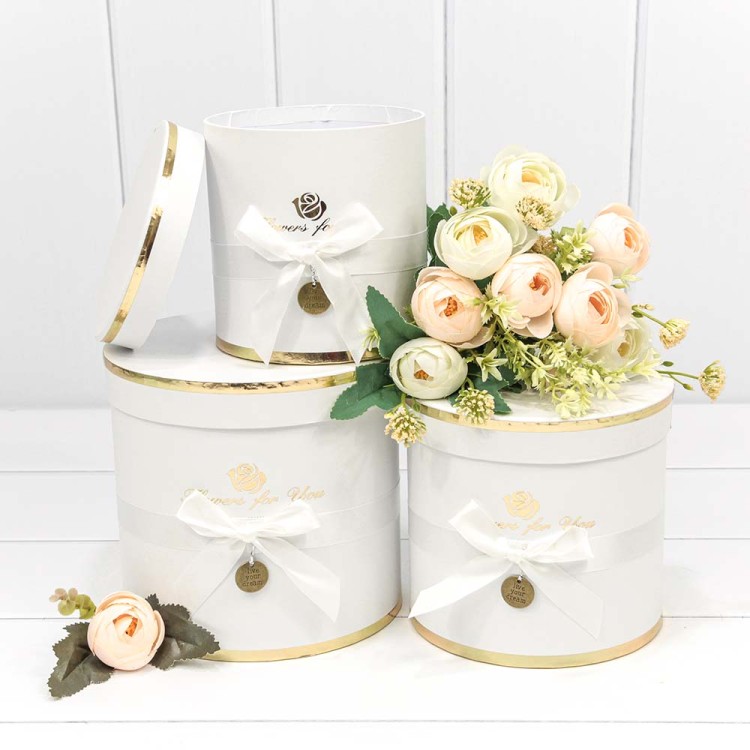 720112/170 Коробки Цилиндр Набор 1/3 18*17 "Flowers for you" Белый 1/12