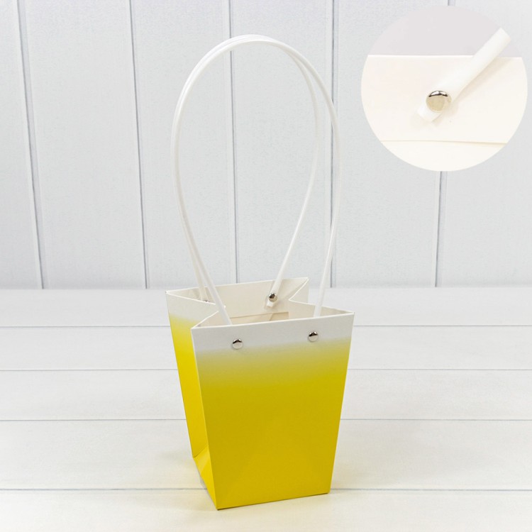 000184G/5 Пакет подарочный "Ваза для цветов" 15,5*13*9,5 260г "Градиент" Жёлтый 1/10 1/150