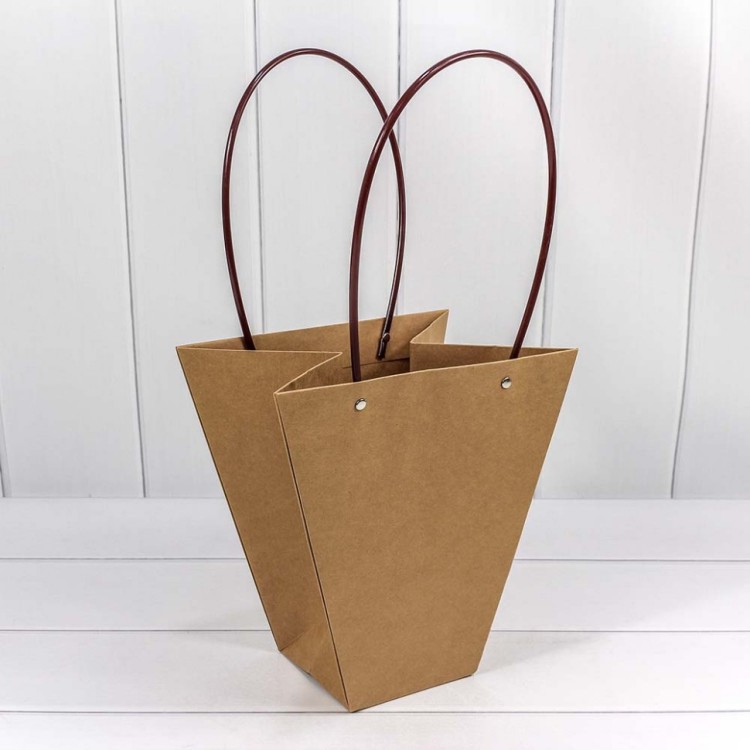 000171K Крафт сумка для цветов 25*24*11 см натуральный 1/10 1/80