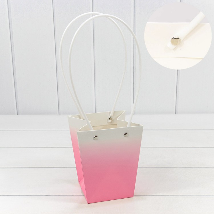 000184G/6 Пакет подарочный "Ваза для цветов" 15,5*13*9,5 260г "Градиент" Розовый 1/10 1/150