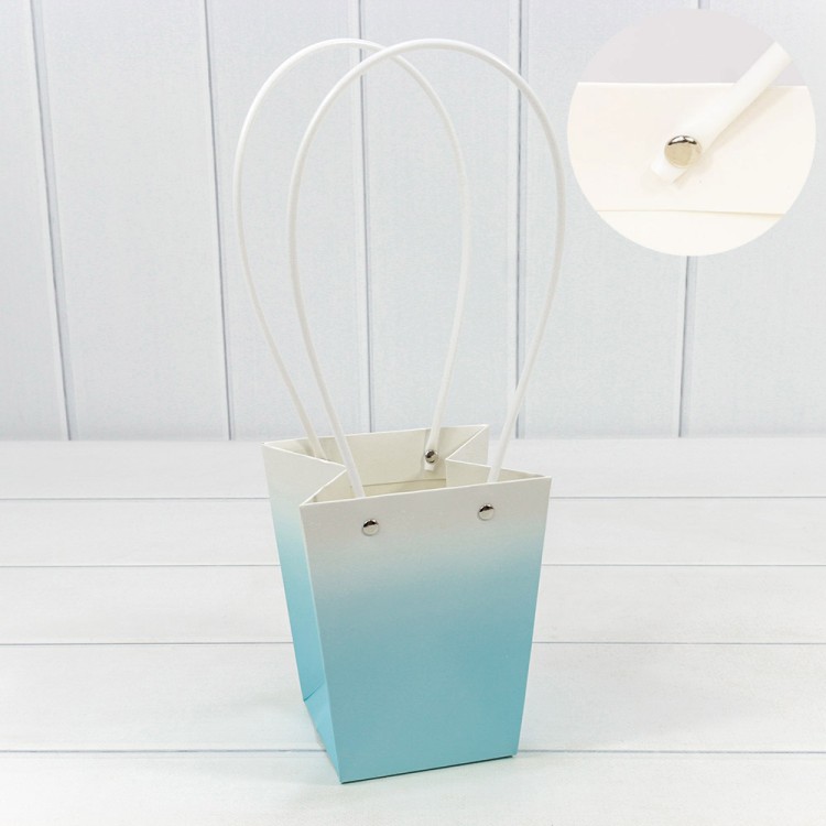 000184G/8 Пакет подарочный "Ваза для цветов" 15,5*13*9,5 260г "Градиент" Голубой 1/10 1/150