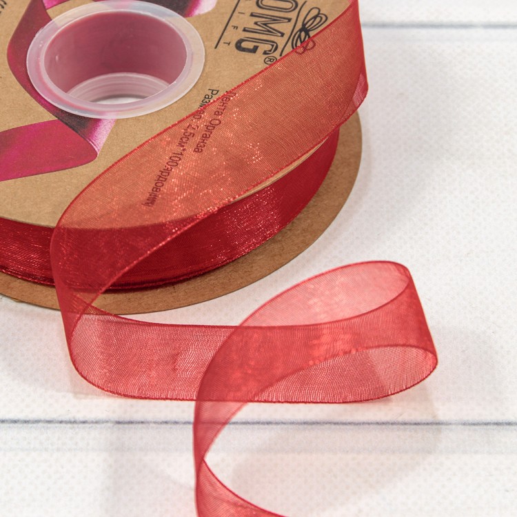 559-25/1026 Лента Органза 2,5см*100ярд Красный 1/8 1/32