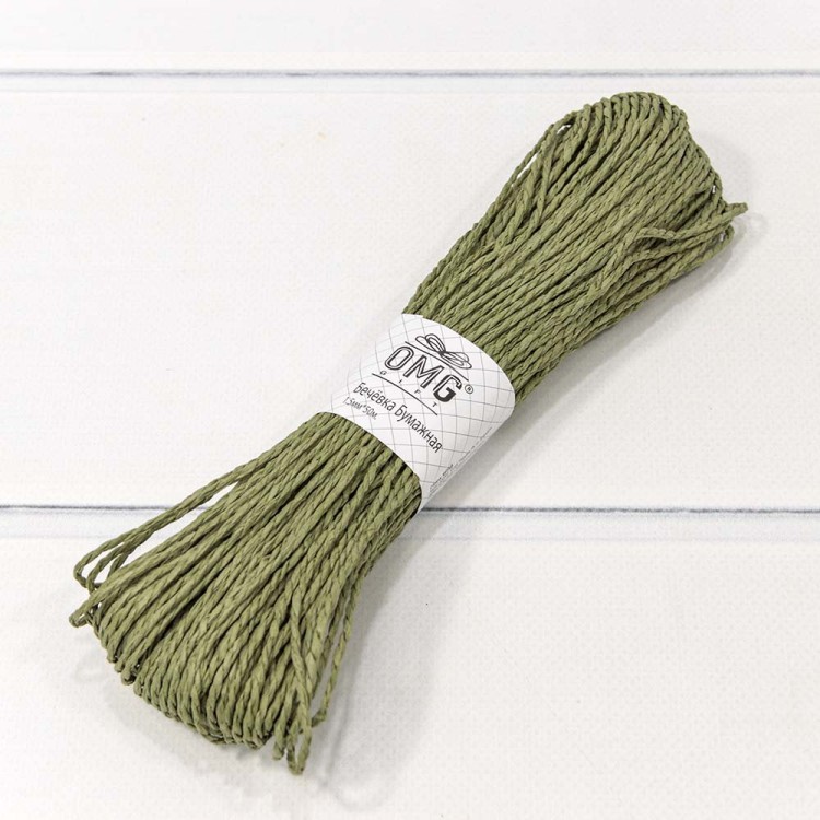 28874/15 Бечевка бумажная 1,5мм*50м Оливковый 1/6 1/360
