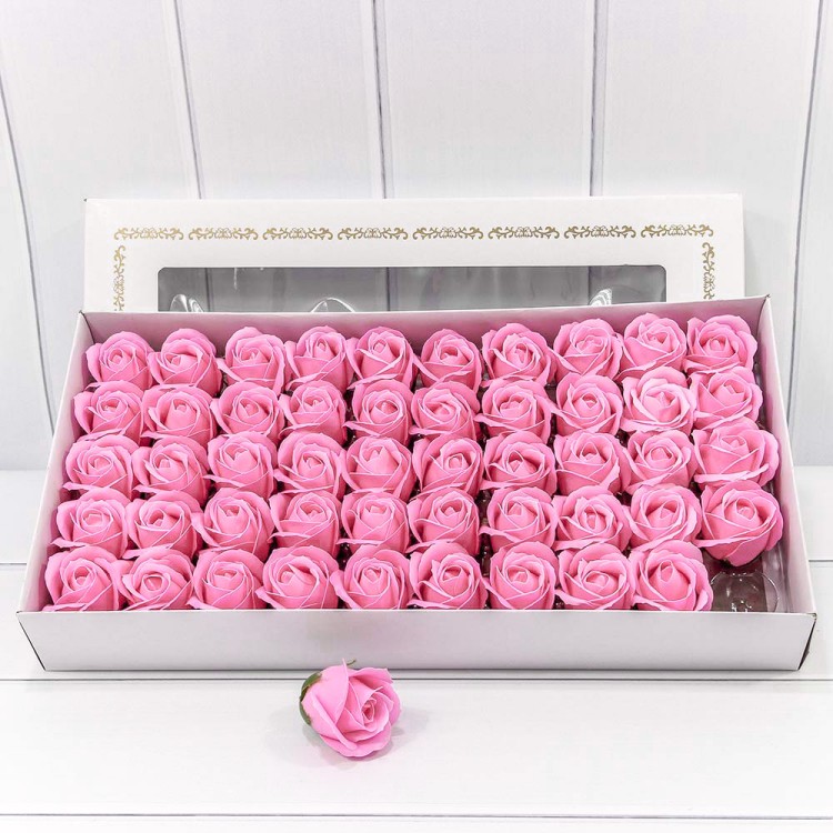 420058/15 Декоративный цветок-мыло "Роза" класс А Розовый 5,5*4 50шт. 1/20