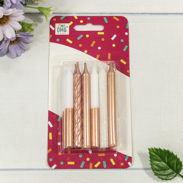 20010-95/17 Свечи для торта набор (12 шт.) 8см (микс 17) 1/12 1/144