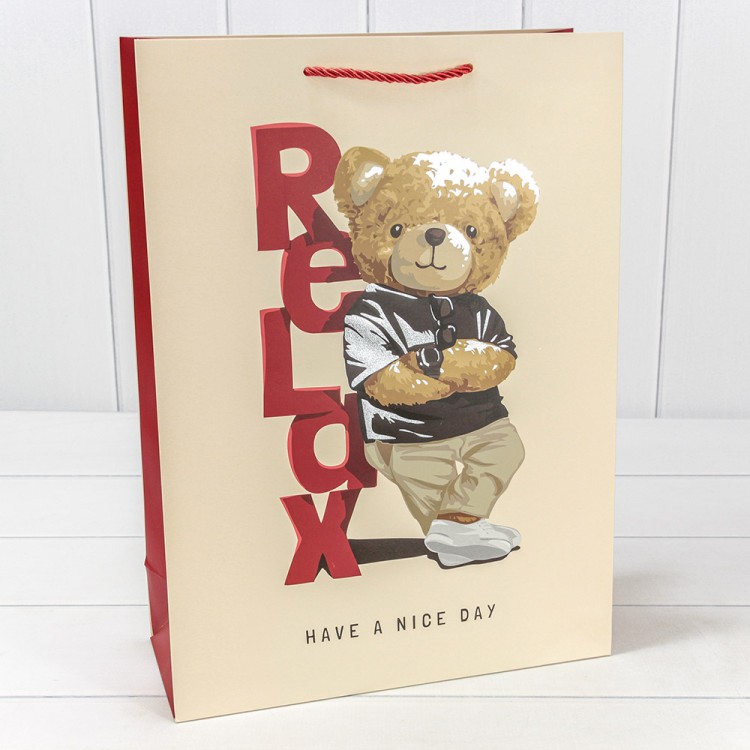 000109A Пакет подарочный с тиснением "Мишки" (микс 109) 30*41,5*12 210г 1/20 1/800