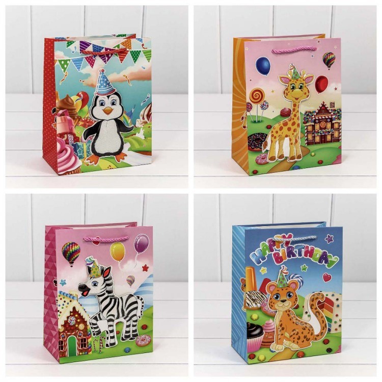 000105E Пакет подарочный с 3D аппликацией "Детский" (микс 2) 18*23*10 1/20 1/360