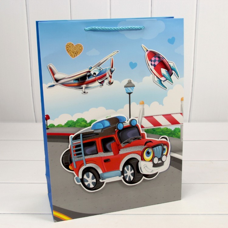 000107A Пакет подарочный с 3D аппликацией "Детский" (микс 107) 30*41,5*12 210г 1/20 1/80