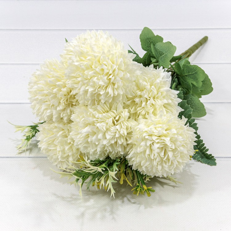 303-08-045/01 Искусственные цветы Хризантема 45 см 8 цветов Белый 1/1