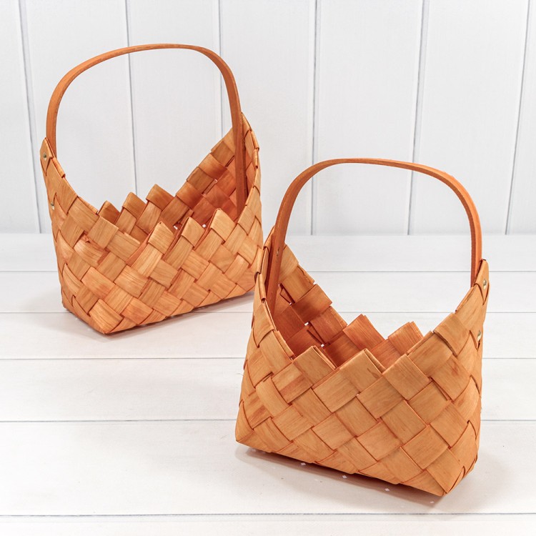 420198/129 Корзины плетёные Набор 1/2 25*17*11 (±5%) из секвойи с ручками Рыжий 1/12