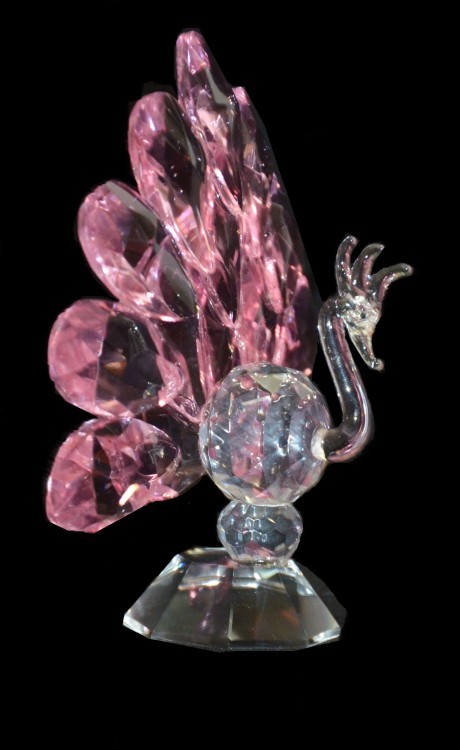 ХН72-1S Хрустальный Павлин (розовый) 12х6,5х12,5 см