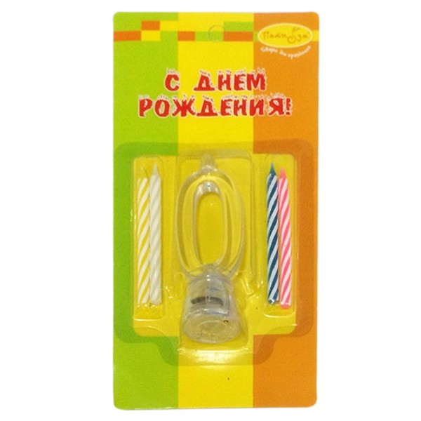 6049966 Y Набор свечей 4шт с мигающим держателем 7см Цифра 0