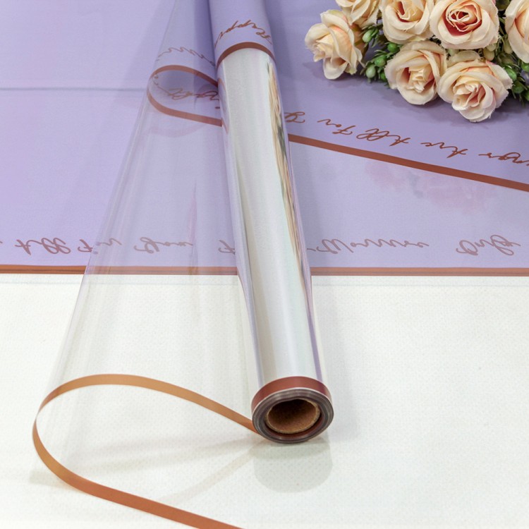 1634/5 Плёнка 0,57*10м матовая/глянцевая с окошком 55мкм Сиреневый 1/30