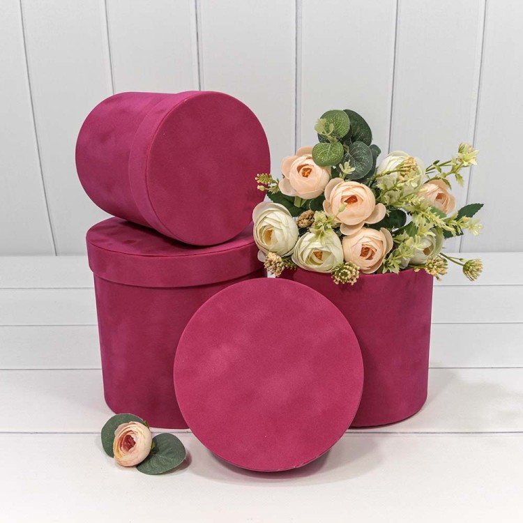 720112/133 Коробки Цилиндр Набор 1/3 18*17 "Бархатный" Малиновый 1/12