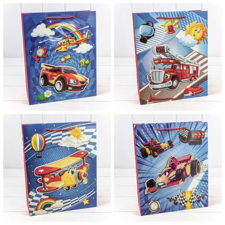 000317C Пакет подарочный с 3D аппликацией "Детский" (микс 317) 26*32*10 210г 1/20 1/240