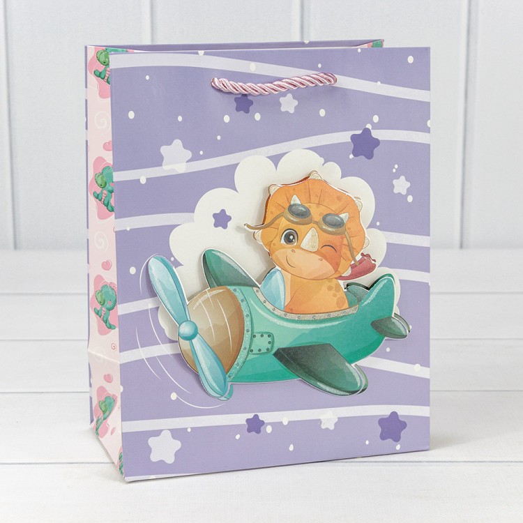 000328E Пакет подарочный с 3D аппликацией "Детский" (микс 328) 18*23*10 210г 1/20 1/360