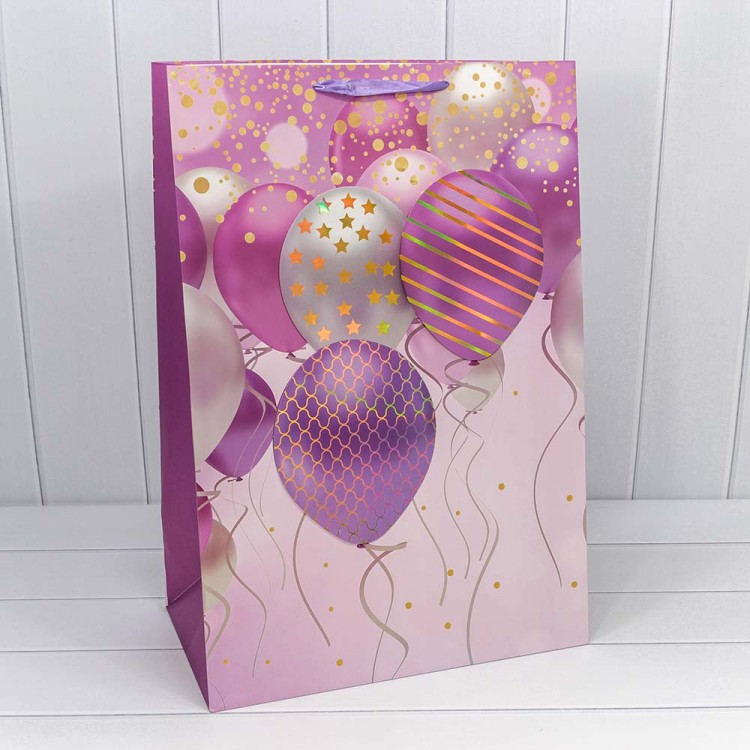 000111N Пакет подарочный с 3D аппликацией "Воздушные шары" (микс) 42*62*25 210г 1/20 1/60