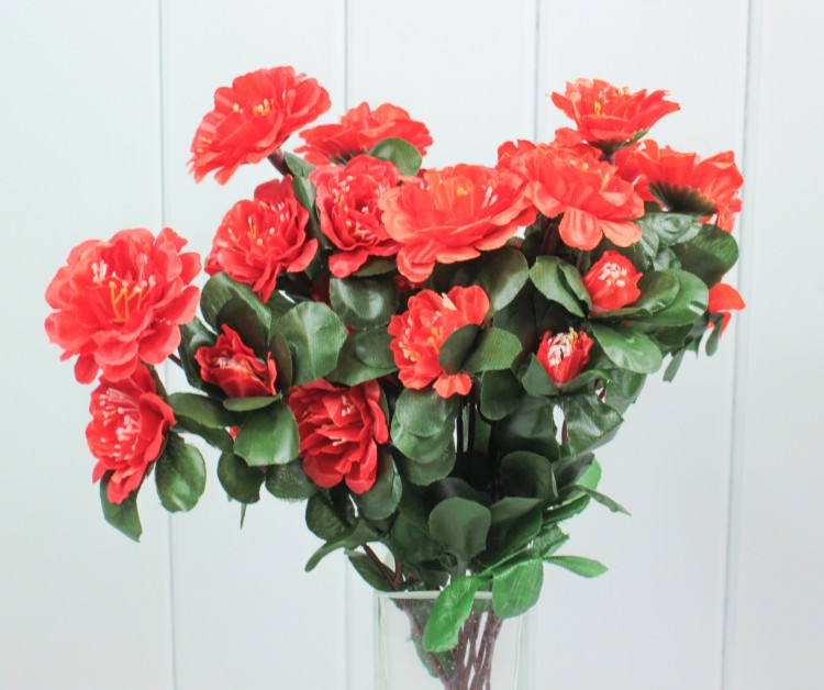 212-02-01 Искусственные цветы Азалия 35см Красный 1/2
