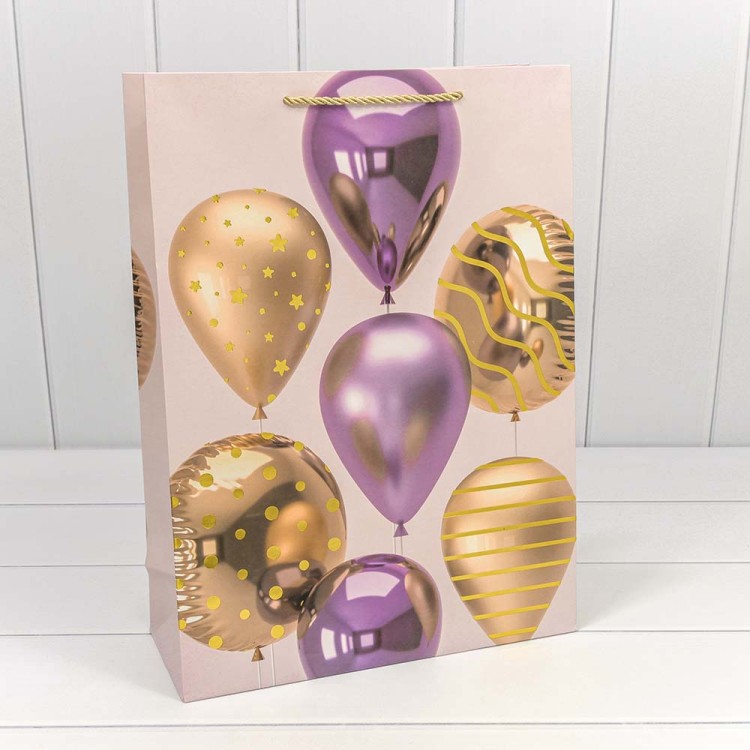 000129A Пакет подарочный с тиснением "Воздушные шары" (микс) 30*41,5*12 210г 1/20 1/80