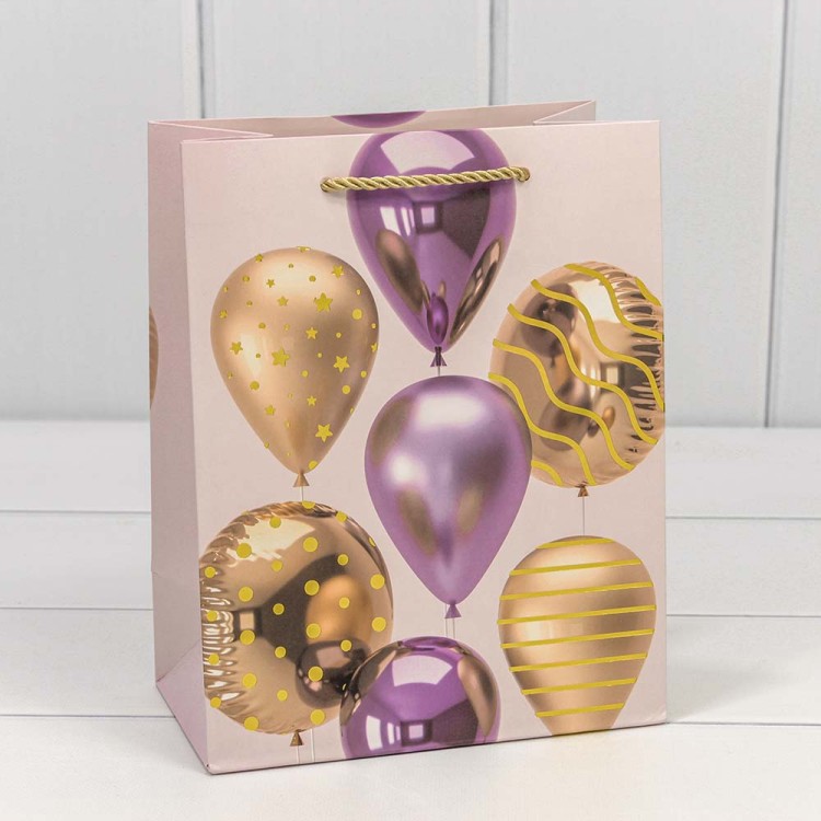 000129E Пакет подарочный с тиснением "Воздушные шары" (микс) 18*23*10 210г 1/20 1/720