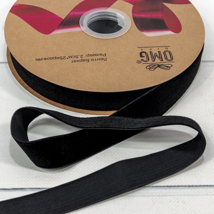 592-25/50 Лента Бархат 2,5см*25ярд Чёрный 1/13 1/52 592-25/50 Лента Бархат 2,5см*25ярд Чёрный 1/13 1/52