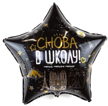 1202-3729 Шар 56см Звезда СНОВА В ШКОЛУ