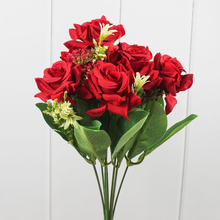 301-07-18/03 Искусственные цветы Розы 33см 7 ст. Красный