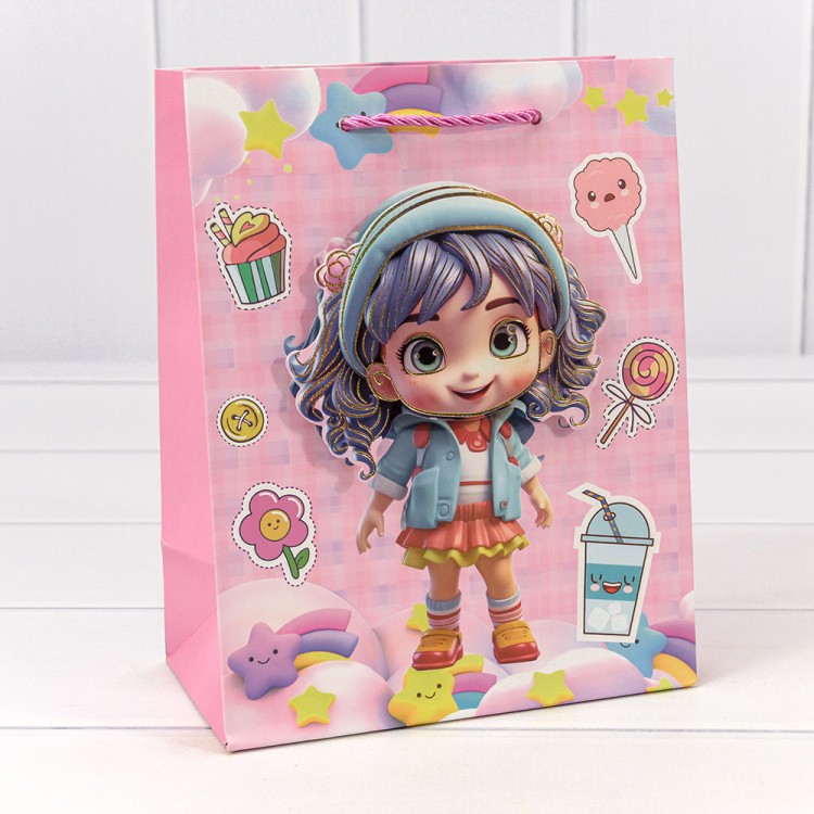 000265E	Пакет подарочный с 3D аппликацией "Детский" (микс 265) 18*23*10 210г 1/20 1/360