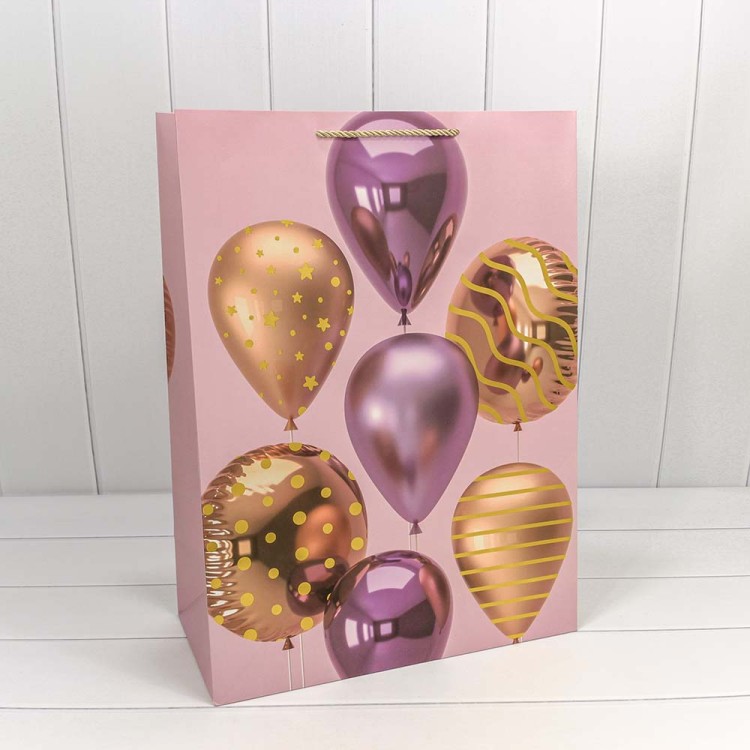 000129T Пакет подарочный с тиснением "Воздушные шары" (микс) 40*55*20 210г 1/20 1/80