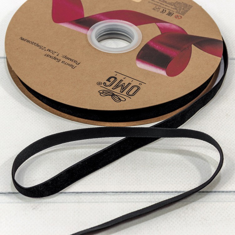 592-12/50 Лента Бархат 1,2см*25ярд Чёрный 1/16 1/64 592-12/50 Лента Бархат 1,2см*25ярд Чёрный 1/16 1/64