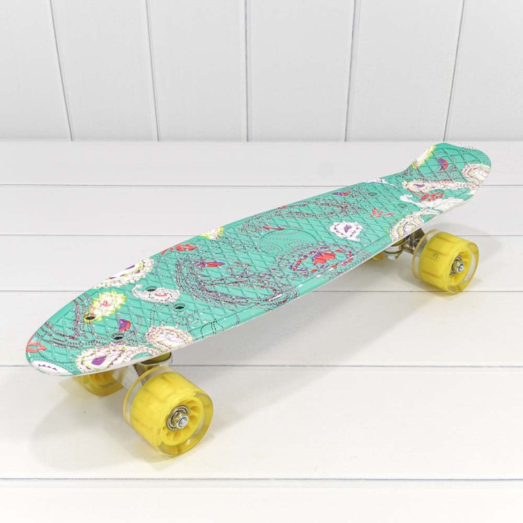 0001010-100 Скейтборд из пластика 56*14,5 со светящимися колесами с принтом (ассортимент) 1/8