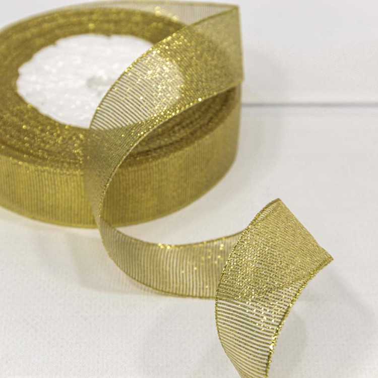 557-25/G	Лента Парча с блеском 2,5см*25ярд Золотой 1/5 1/300