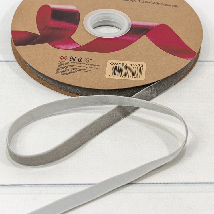 592-12/33 Лента Бархат 1,2см*25ярд Серый 1/16 1/64 592-12/33 Лента Бархат 1,2см*25ярд Серый 1/16 1/64