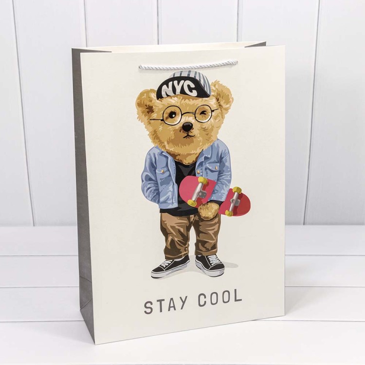 000116A Пакет подарочный "Стильные мишки" (микс) 32*45*15 210г 1/20 1/80