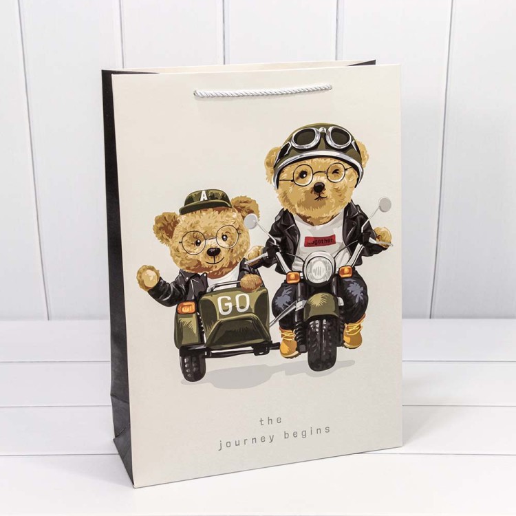 000116A Пакет подарочный "Стильные мишки" (микс) 32*45*15 210г 1/20 1/80