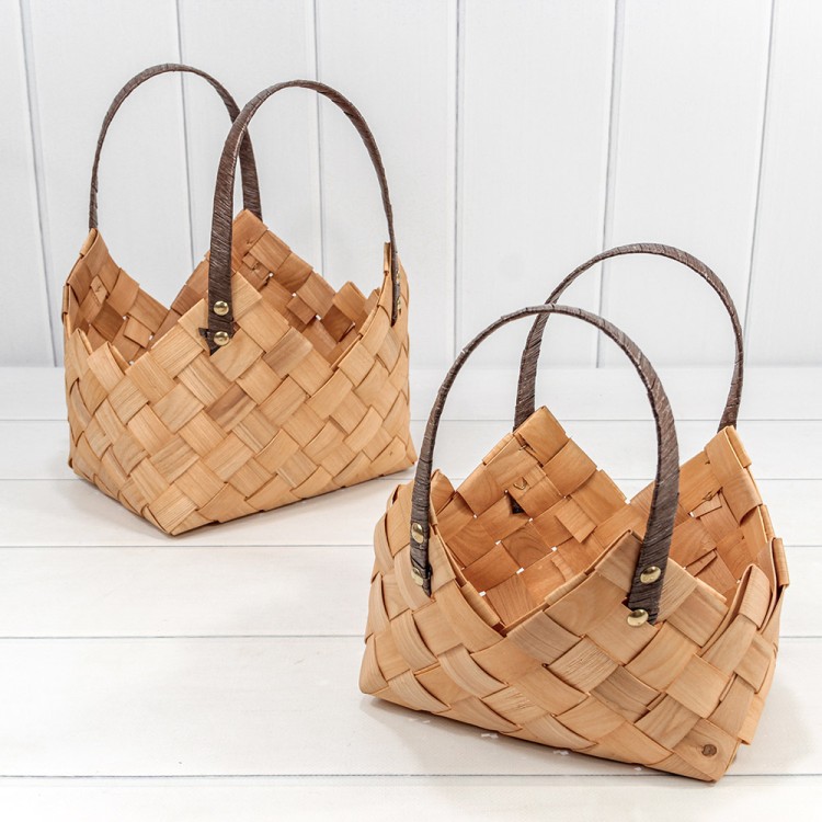 420203/975 Корзины плетёные Набор 1/2 27*20*33 (±5%) из секвойи с ручками Медовый 1/12